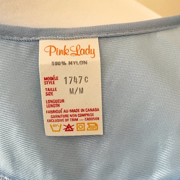 Vintage Nightgown Blue Nylon with Ruffled Cap Sleeves Medium - Picture 4 of 8